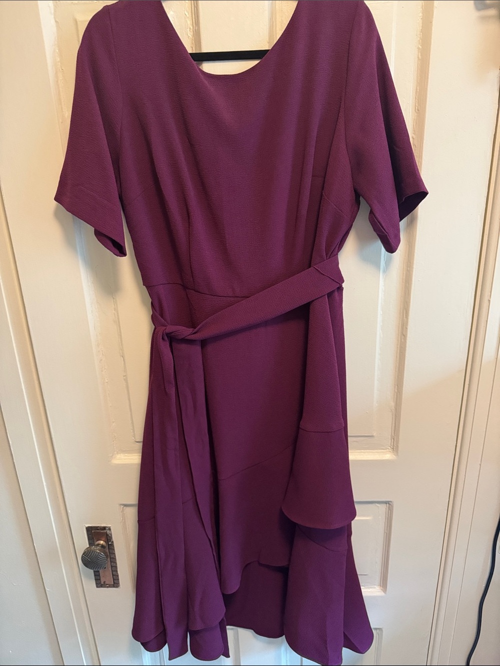 Women’s Plum Short-Sleeve Belted Dress